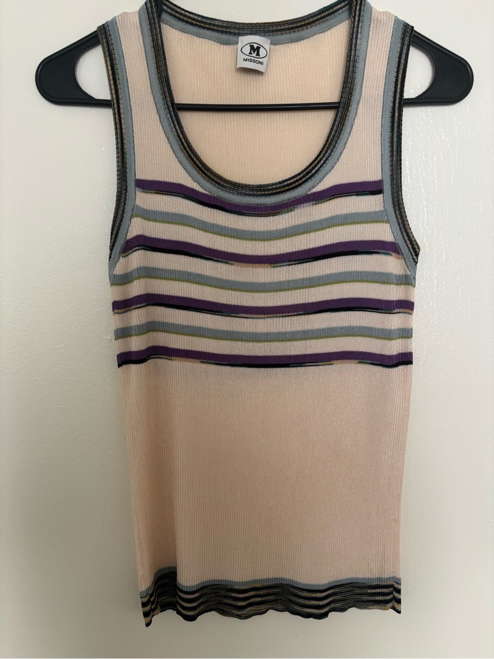 Missoni Striped Knit Tank in Blush, Purple & Gray